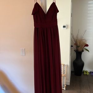 KLEINFELD COLD-SHOULDER LONG BRIDESMAID DRESS